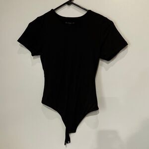 House of Harlow 1960 Double Lined Black Short Sleeve Bodysuit XS #782